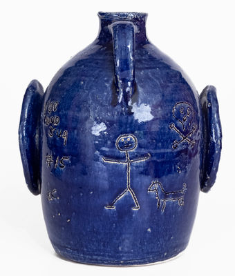 Rare Blue-Glazed Edwin Meaders Face 