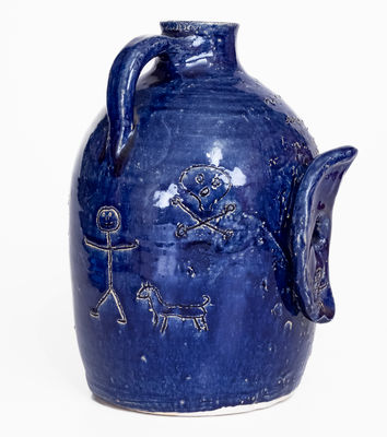 Rare Blue-Glazed Edwin Meaders Face 