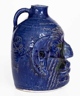 Rare Blue-Glazed Edwin Meaders Face