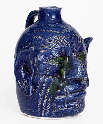 Rare Blue-Glazed Edwin Meaders Face 