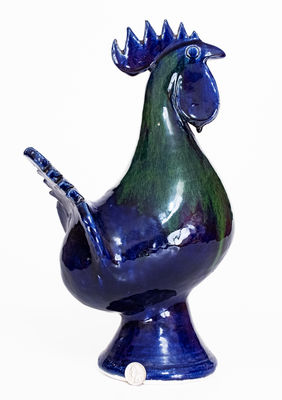 Edwin Meaders Blue and Green Rooster, Signed and Dated 9/11/1999