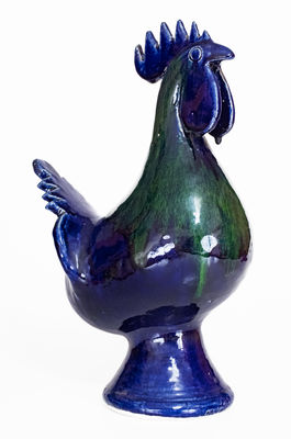 Edwin Meaders Blue and Green Rooster, Signed and Dated 9/11/1999