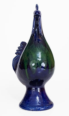 Edwin Meaders Blue and Green Rooster, Signed and Dated 9/11/1999