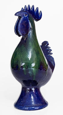 Edwin Meaders Blue and Green Rooster, Signed and Dated 9/11/1999