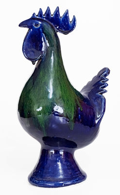 Edwin Meaders Blue and Green Rooster, Signed and Dated 9/11/1999