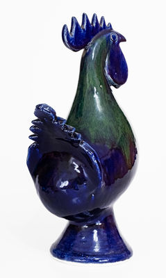 Edwin Meaders Blue and Green Rooster, Signed and Dated 9/11/1999