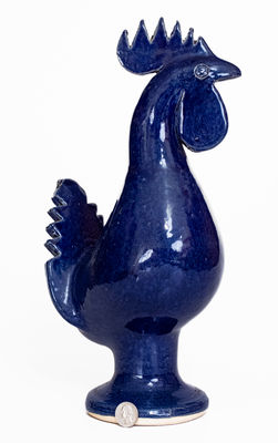 Edwin Meaders Blue Rooster, Signed and Dated 3/10/89