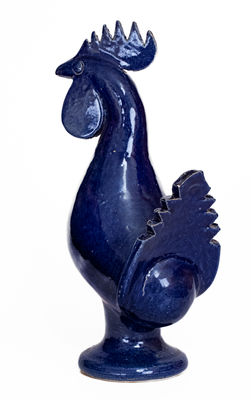 Edwin Meaders Blue Rooster, Signed and Dated 3/10/89