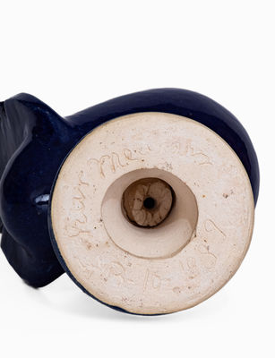 Edwin Meaders Blue Rooster, Signed and Dated 3/10/89