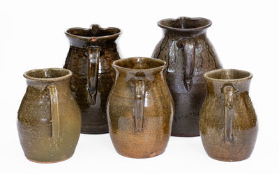 Lot of Five: Meaders Family Pitchers, Cleveland, Georgia