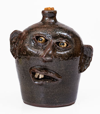 Rare Early-Period Lanier Meaders Stoneware Face Jug, Cleveland, GA