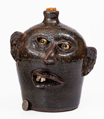 Rare Early-Period Lanier Meaders Stoneware Face Jug, Cleveland, GA