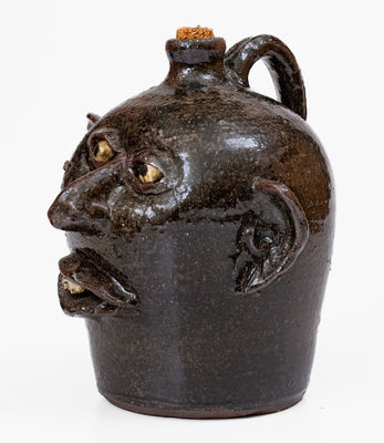 Rare Early-Period Lanier Meaders Stoneware Face Jug, Cleveland, GA