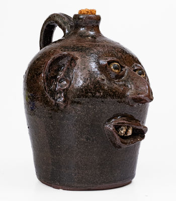 Rare Early-Period Lanier Meaders Stoneware Face Jug, Cleveland, GA