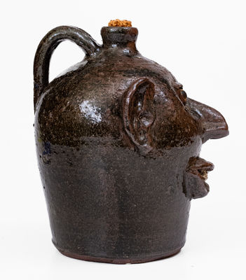 Rare Early-Period Lanier Meaders Stoneware Face Jug, Cleveland, GA