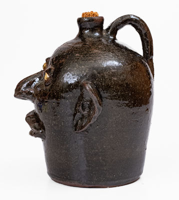Rare Early-Period Lanier Meaders Stoneware Face Jug, Cleveland, GA