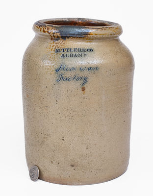 Very Rare M. TYLER & CO. / ALBANY Stoneware Jar Inscribed
