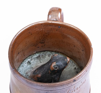 Rare Stoneware Frog Mug Inscribed 
