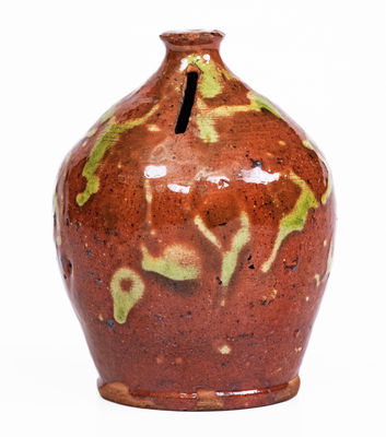 Fine attrib. Willoughby Smith, Womelsdorf, PA Redware Bank w/ Copper Decoration