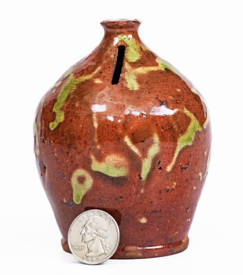 Fine attrib. Willoughby Smith, Womelsdorf, PA Redware Bank w/ Copper Decoration