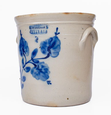 Three-Gallon M. WOODRUFF / CORTLAND, New York Stoneware Crock, c1867-69