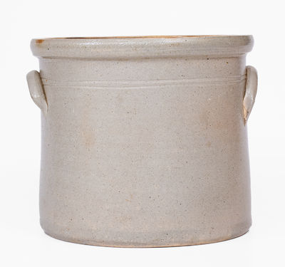 Very Fine Advertising Crock w/ Bird: HORSES & CARRIAGES TO LET / LITTLE FALLS, NY, att. Norton, Bennington