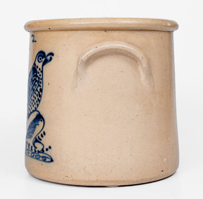 Fine ALBANY, NY Stoneware Crock w/ Elaborate Bird Decoration, c1860