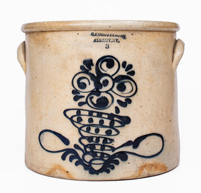 Rare 3 Gal. C. F. ORCUTT & CO. / ALBANY, NY Stoneware Crock