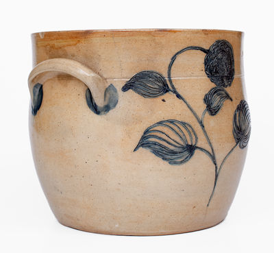 Rare and Fine N. CLARK, JR. (Athens, NY) Stoneware Jar w/ Elaborate Incised Decoration