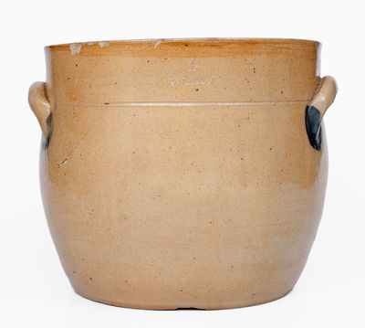Rare and Fine N. CLARK, JR. (Athens, NY) Stoneware Jar w/ Elaborate Incised Decoration