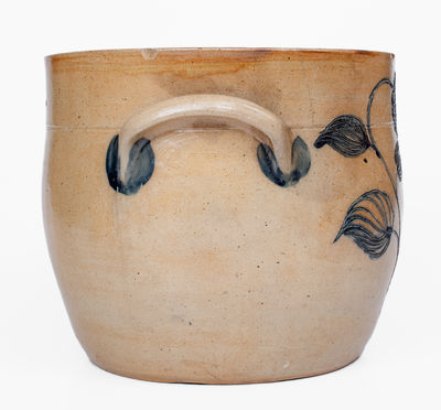 Rare and Fine N. CLARK, JR. (Athens, NY) Stoneware Jar w/ Elaborate Incised Decoration