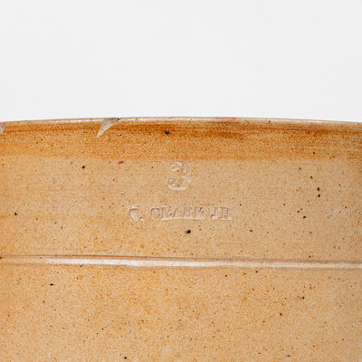 Rare and Fine N. CLARK, JR. (Athens, NY) Stoneware Jar w/ Elaborate Incised Decoration