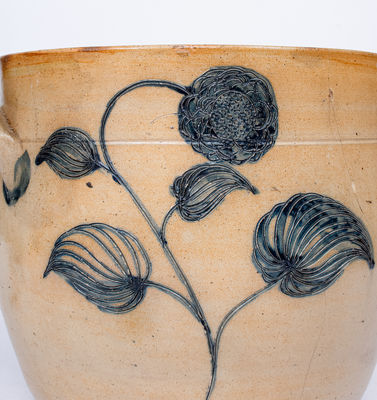 Rare and Fine N. CLARK, JR. (Athens, NY) Stoneware Jar w/ Elaborate Incised Decoration
