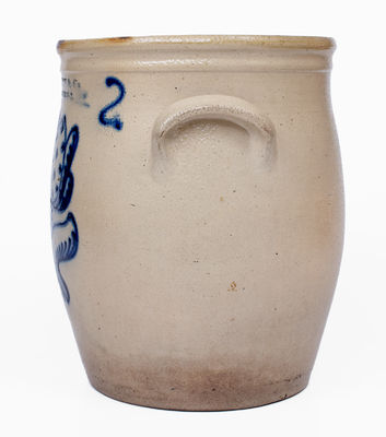 2 Gal. N. CLARK & CO. / ROCHESTER Stoneware Jar w/ Floral Decoration