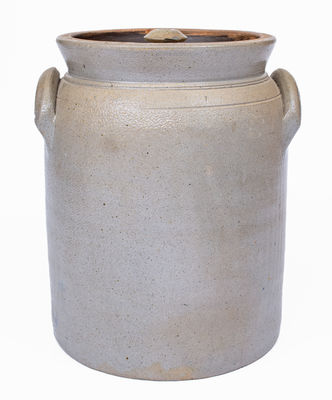 2 Gal. CORTLAND, NY Stoneware Lidded Jar w/ Slip-Trailed Decoration