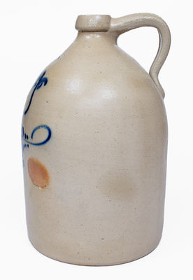 2 Gal. J.A. & C.W. UNDERWOOD / FORT EDWARD, N.Y. Stoneware Jug w/ Bird Decoration