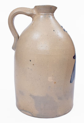 Scarce NEW YORK STONEWARE CO. / FORT EDWARD, NY Stoneware Syrup Jug w/ Bird Decoration