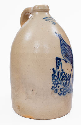 3 Gal. HAXSTUN, OTTMAN & CO. / FORT EDWARD, NY Stoneware Jug w/ Bold Bird Decoration
