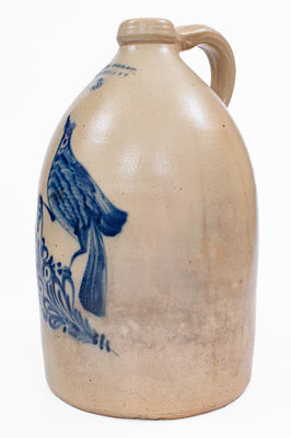 3 Gal. HAXSTUN, OTTMAN & CO. / FORT EDWARD, NY Stoneware Jug w/ Bold Bird Decoration