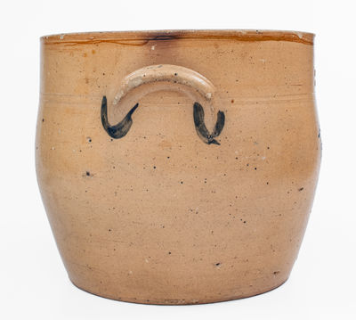 3 Gal. CLARK & FOX / ATHENS, NY Stoneware Bowl w/ Bird Decoration, c1829-38