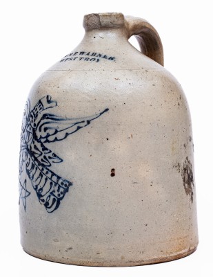William E. Warner / West Troy Stoneware Jug with Federal Eagle Motif. 