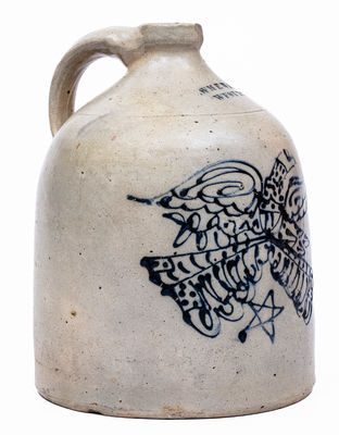 William E. Warner / West Troy, NY Stoneware Jug w/ Federal Eagle Motif