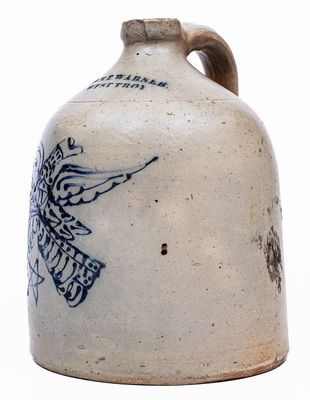 William E. Warner / West Troy, NY Stoneware Jug w/ Federal Eagle Motif
