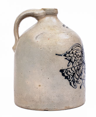 William E. Warner / West Troy, NY Stoneware Jug w/ Federal Eagle Motif