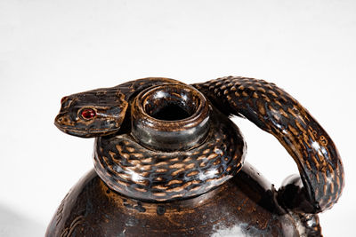 Very Fine Stoneware Snake Jug, "Little Brown Jug by Anna Pottery / 1884"