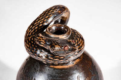 Very Fine Stoneware Snake Jug, "Little Brown Jug by Anna Pottery / 1884"