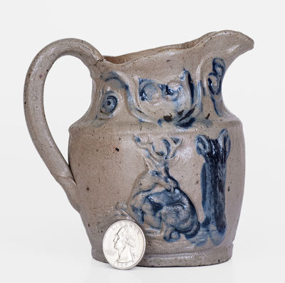 Extremely Rare Small-Sized Stoneware Hunt Pitcher, possibly New Ulm, Minnesota