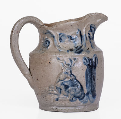 Extremely Rare Small-Sized Stoneware Hunt Pitcher, possibly New Ulm, Minnesota