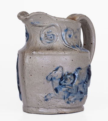 Extremely Rare Small-Sized Stoneware Hunt Pitcher, possibly New Ulm, Minnesota
