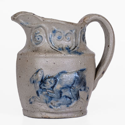 Extremely Rare Small-Sized Stoneware Hunt Pitcher, possibly New Ulm, Minnesota